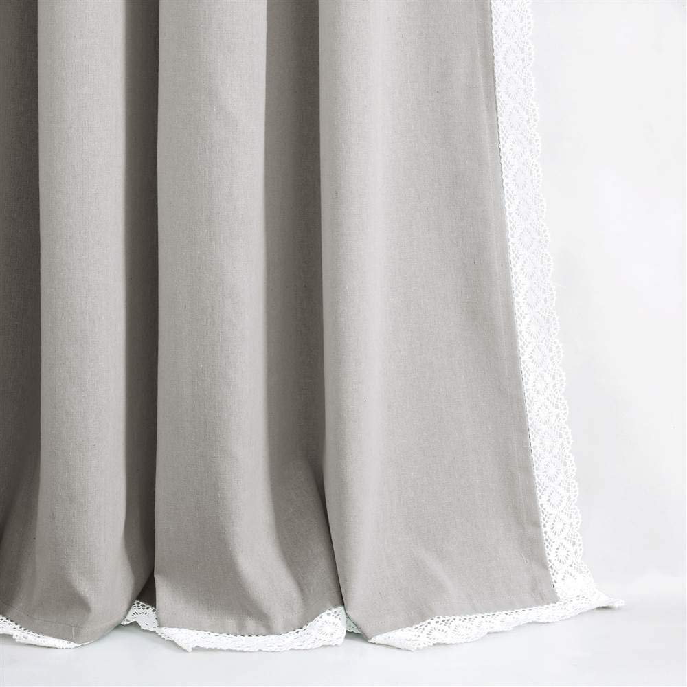 Lush Decor Rosalie - Cortinas de Ventana de Estilo rústico para salón, Comedor, Dormitorio (par), 304 x 137 cm, Gris Claro, 304 x 137 cm