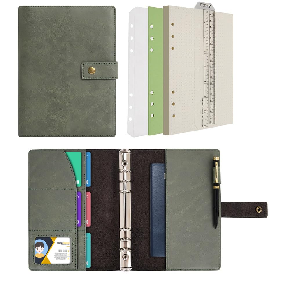 WONDERPOOL Leather Diary Refillable Notebook Spiral Journal Binder Portfolio