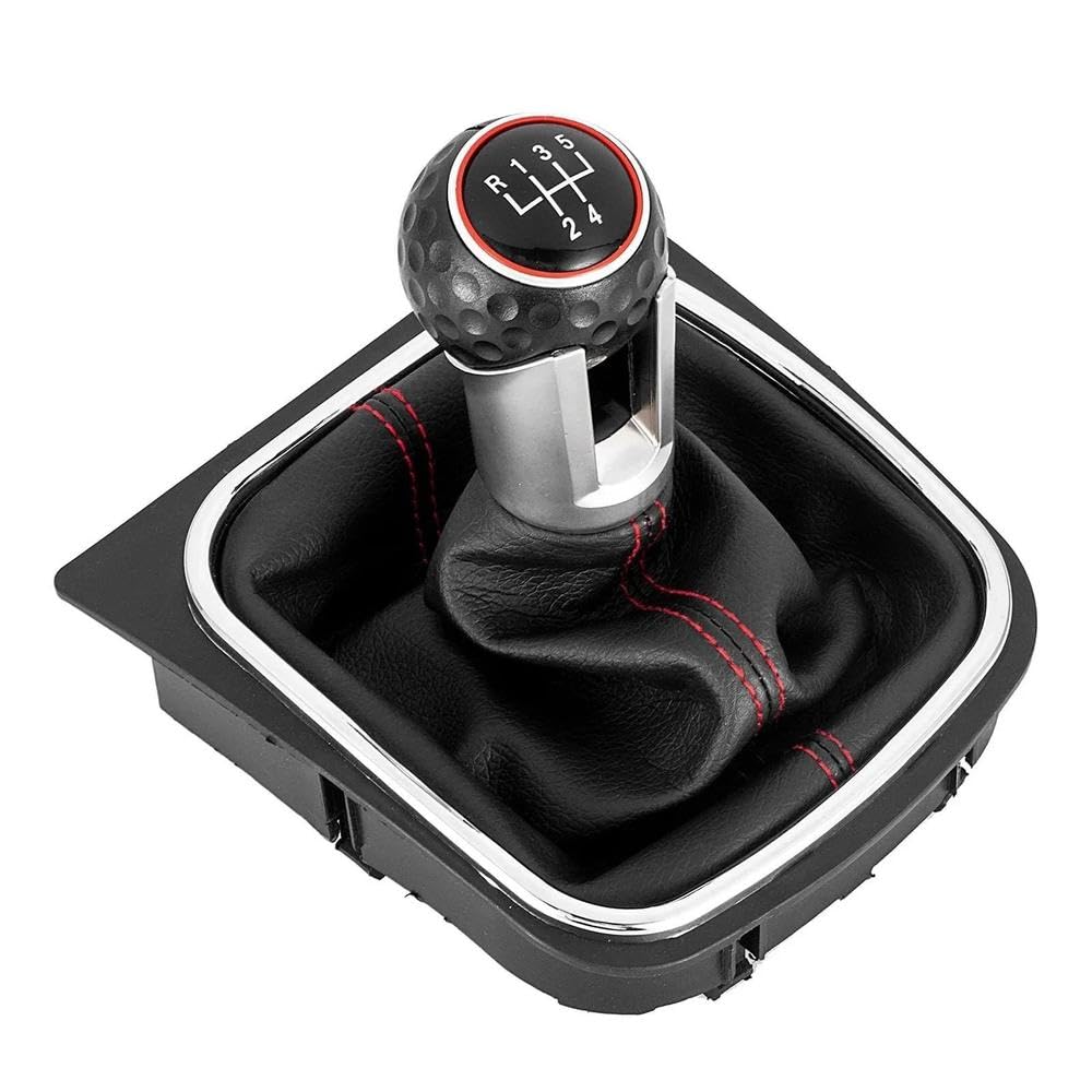 YDXHERTA Gear Shift Knob for Golf 5 MK5 R32 GTD GTI for Golf 6 MK6 R20 2004-2013 Car Shifter with Gaiter Boot Cover Auto Parts(5 Speed)