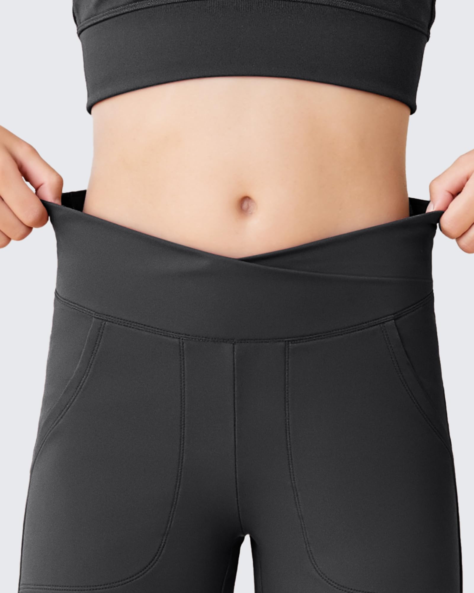G4Free EverGoing Pantalon de survêtement à jambe large pour fille Taille haute Taille croisée avec 2 poches 6-12 ans