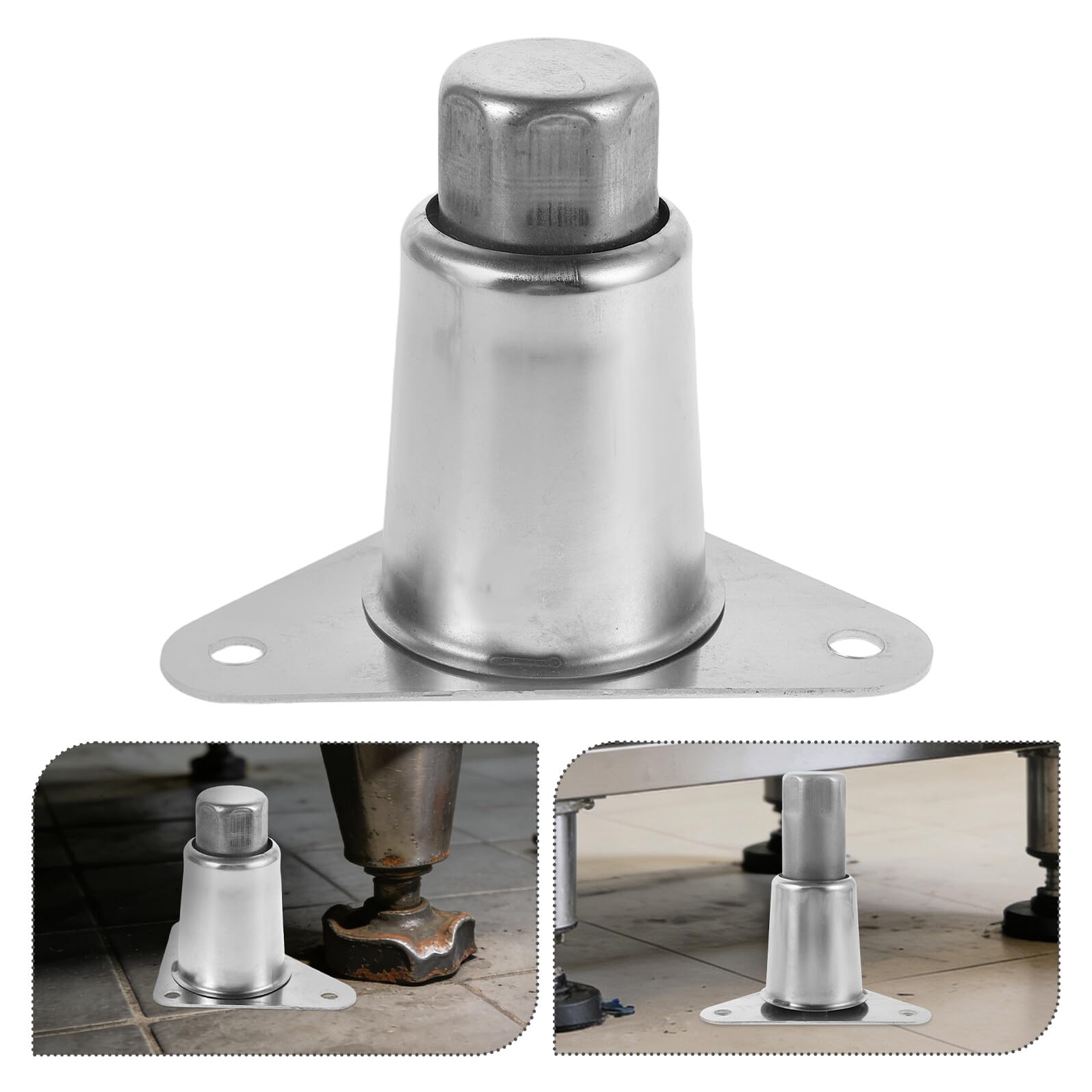 Veemoon Patas de Soporte Ajustables de Acero Inoxidable para Muebles y Estufas, Altura Regulable 10 Cm con Placa Triangular, Set de 2 Piezas, Accesorios Resistentes para Cocina y