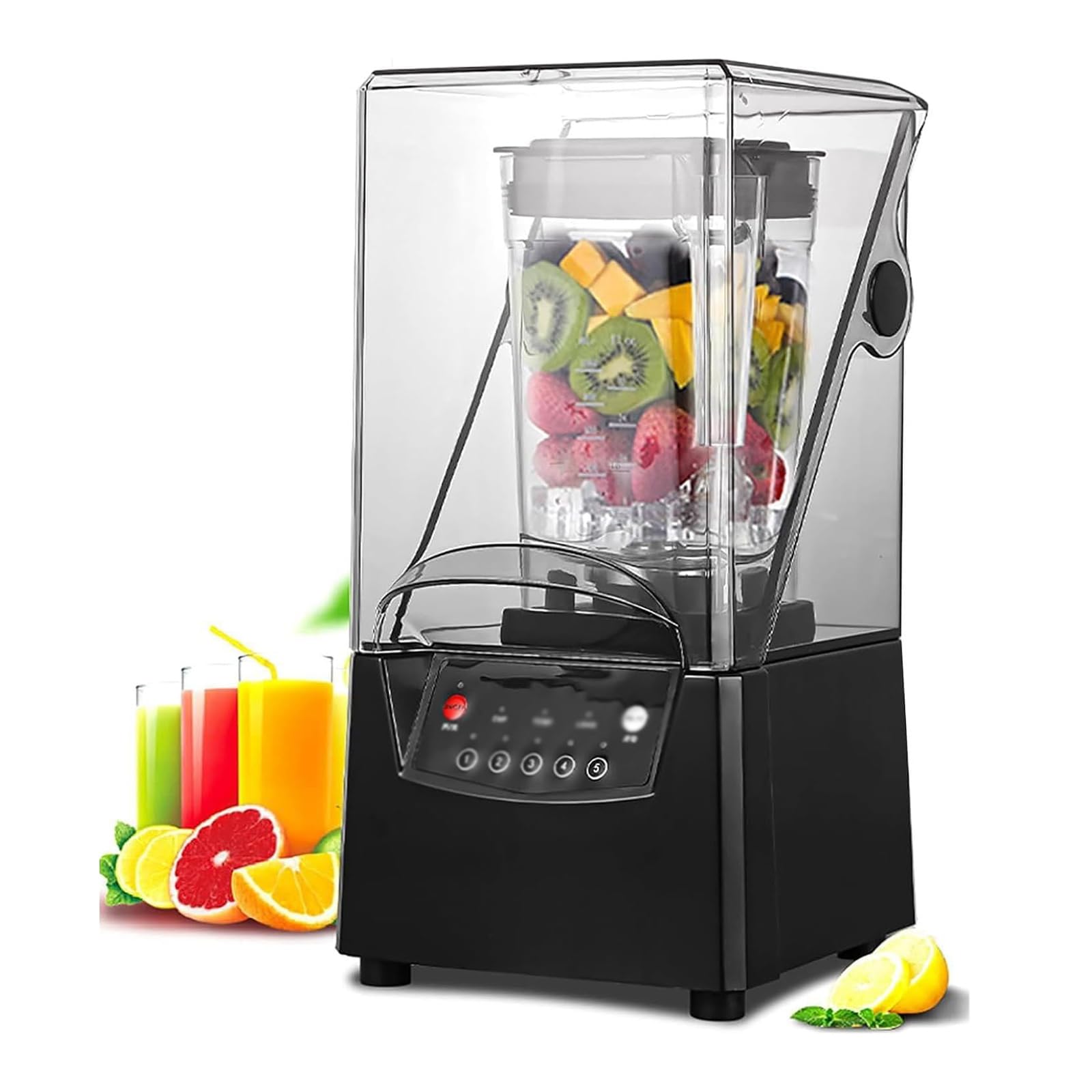 2200W Electric Blender 2000ML Juice Blender with 6-blade Blade 5-speed Adjustable 360 Rotating Stirring noise Isolation speed 17000