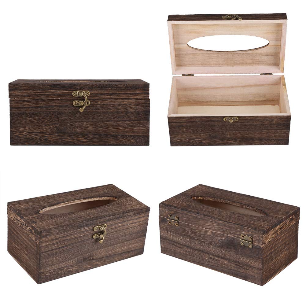 Housse De Boîte à Mouchoirs En Cuir PVC - Imprimé Grain De Bois Rouge - 20x12x11 Cm - Pour Salon, Bureau, Salle De Bain - 11