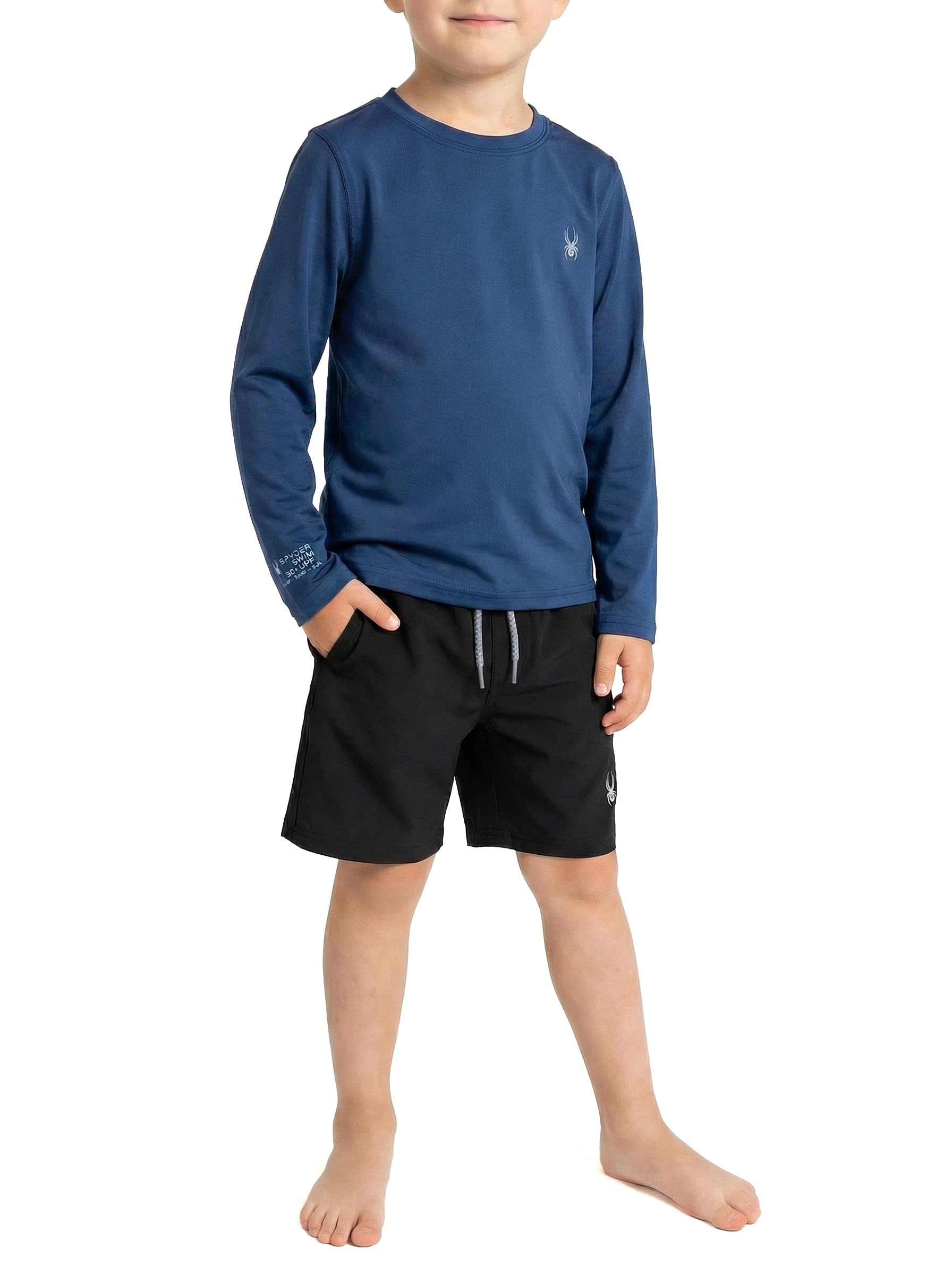 Spyder Langärmeliger Rashguard für Jungen, LSF 30+, schnelltrocknend, 4-Wege-Stretch-Badeshirt für kleine Jungen