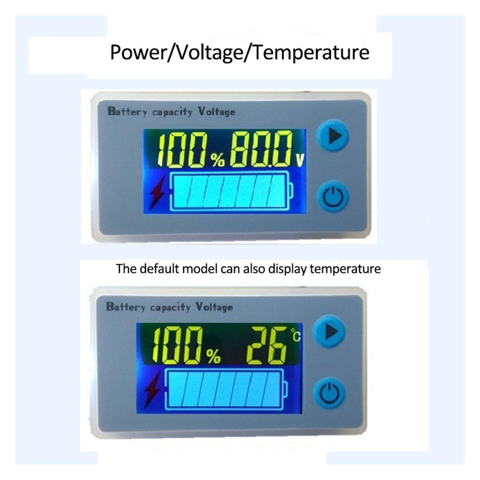 10-100V uniwersalny wyświetlacz LCD samochodowy kwasowo-ołowiowy wskaźnik pojemności baterii litowej woltomierz cyfrowy Tester napięcia Monitor WyraźNe Odczyty(Default version)