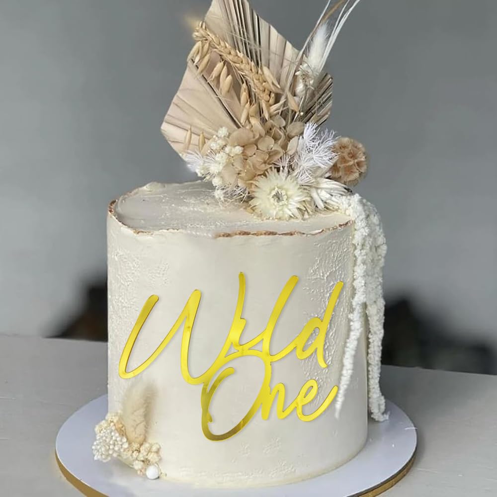 Wild One Décoration De Gâteau D'anniversaire En Papier Pailleté Doré Pour 1er Anniversaire De Bébé – Accessoire De Photomaton – Convient Pour Fête Prénatale Ou Fête De Révélation Du Sexe