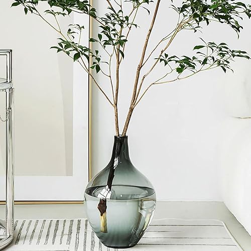 Miniatura 2 de Jarrones grandes de vidrio negro de 15 pulgadas para decoración de suelo de sala de estar, jarrón alto para hierba de las pampas, decoración del