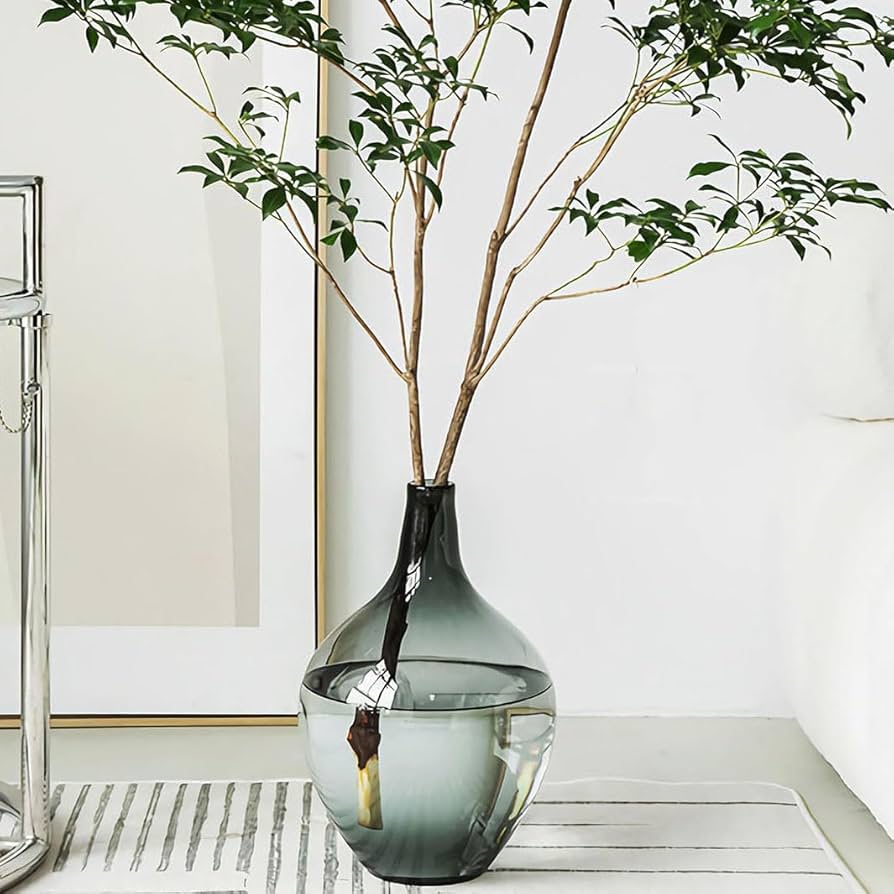 花瓶 黒 大きめ ガラス Amazon.co.jp: 15インチの大型ブラックガラス花瓶、リビング