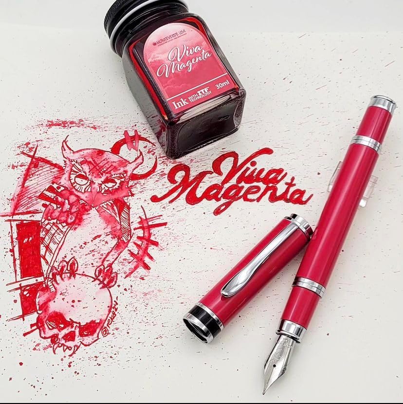 Miniatura 4 de MONTEVERDE USA Innova Viva - Pluma estilográfica color magenta del año 2023 + tinta de 1.0 fl oz