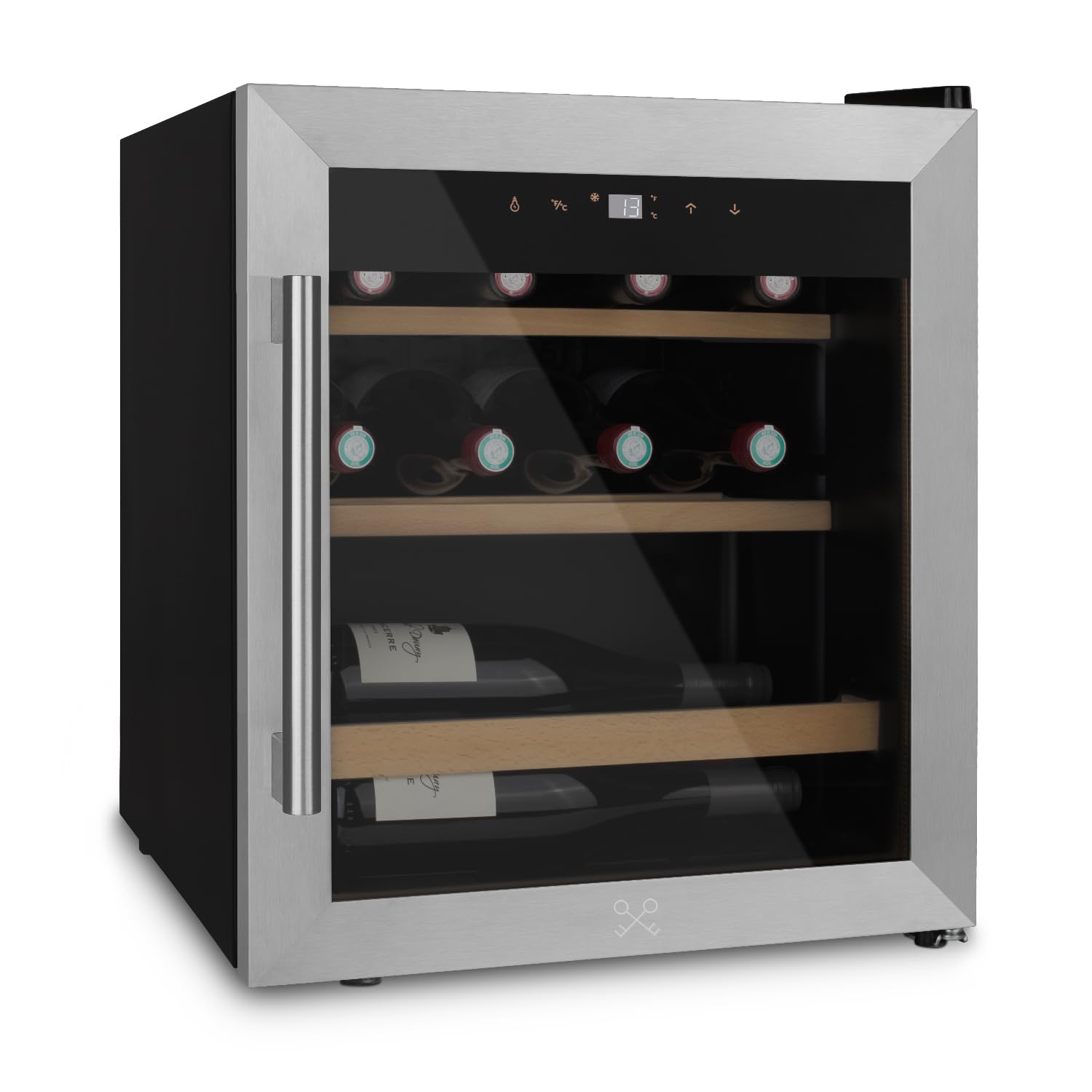 LES PETITS CHAMPS Cantina per vino 15 bottiglie CAVC15, porta in acciaio inossidabile, anti-UV, termostato da 4°C a 18°C, silenziosa, illuminazione a LED
