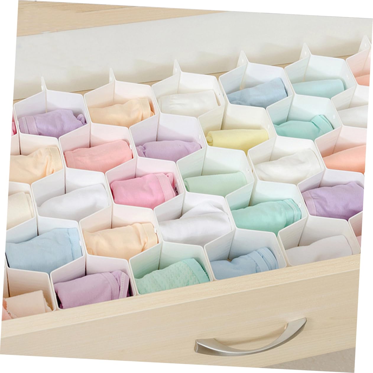 TOPBATHY Divisori per Cassetti a Nido D'ape in Plastica, Organizer per Cassetti Regolabile, Set da 4 Pezzi per Biancheria Intima, Calzini e Trucco, Salvaspazio per Armadio e Cassettiera