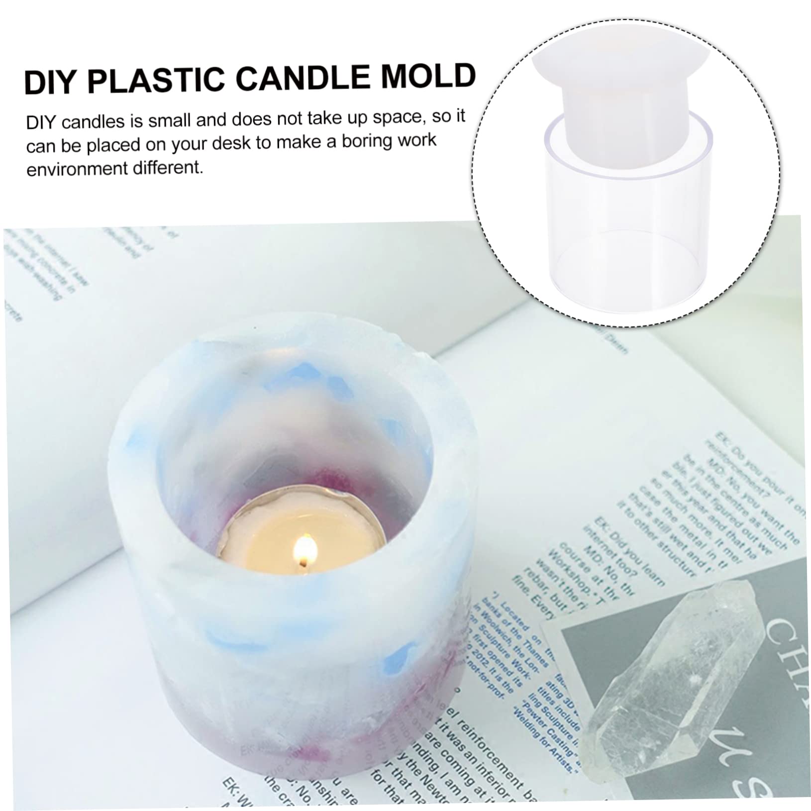 Moule Cylindre Bougie en Plastique pour Décoration Diy, Blanc