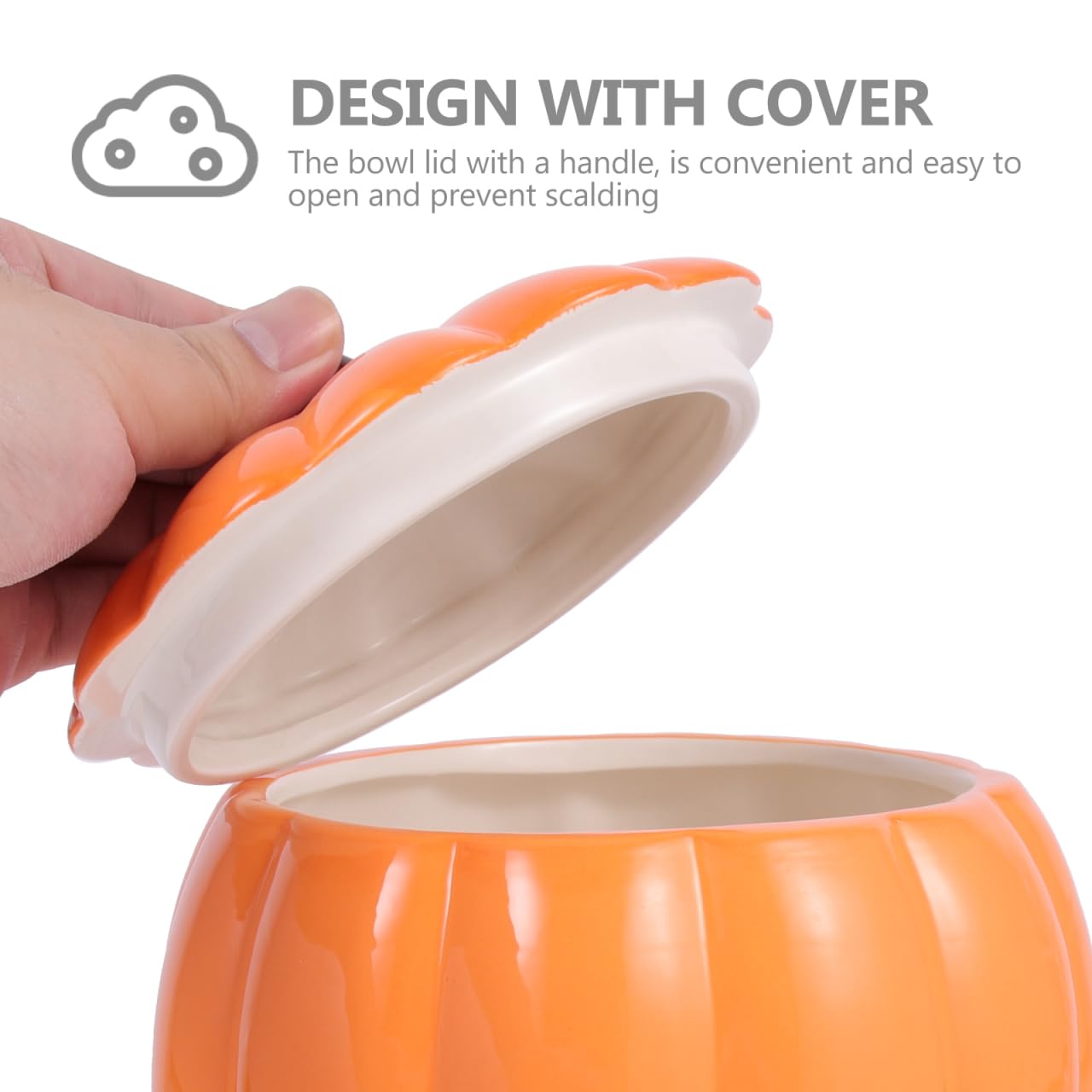 Vaso zuppa a forma di zucca, ciotola di zucca in ceramica, tazza di zucca in ceramica, vaso zuppa a tema Halloween con coperchio, ciotola forno per forno forno con coperchio 1800 ml