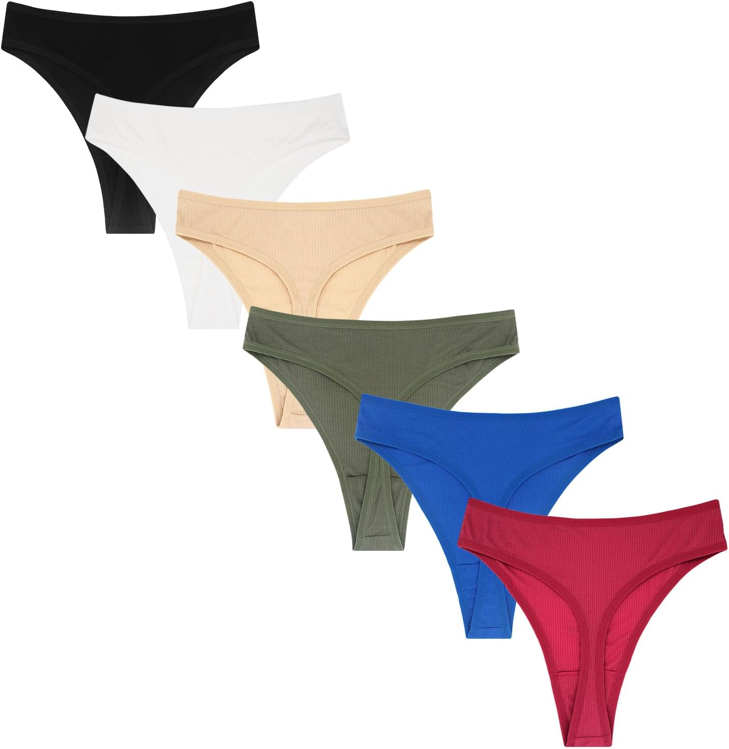 Cotton Thongs for Women High Waisted Women Panties No Show Comfortable Underwear Sexy Tangas Black Pack 6 - Image 3