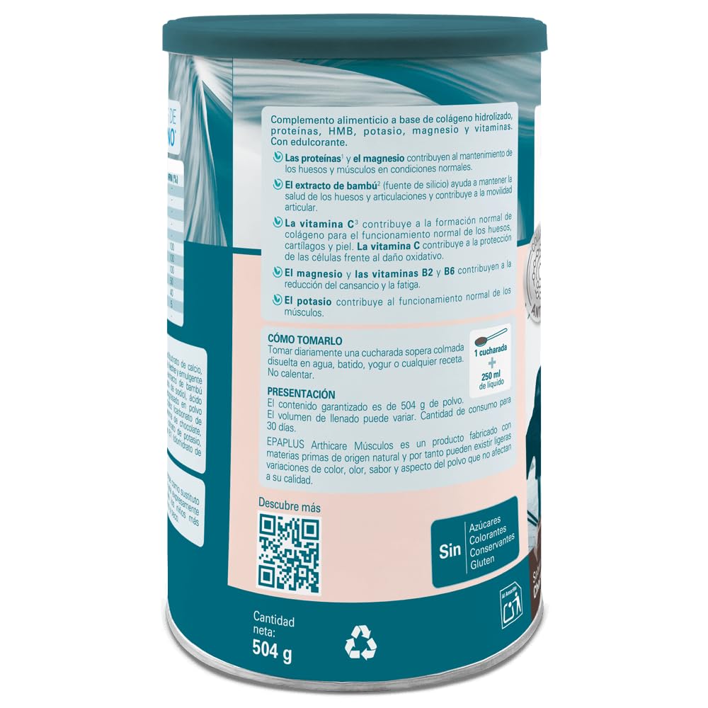 EPAPLUS Músculos – Colágeno en Polvo - Pack 2 Unidades de 504 gr para 60 días - Chocolate - Con Proteína, Potasio y HMB - 504 g