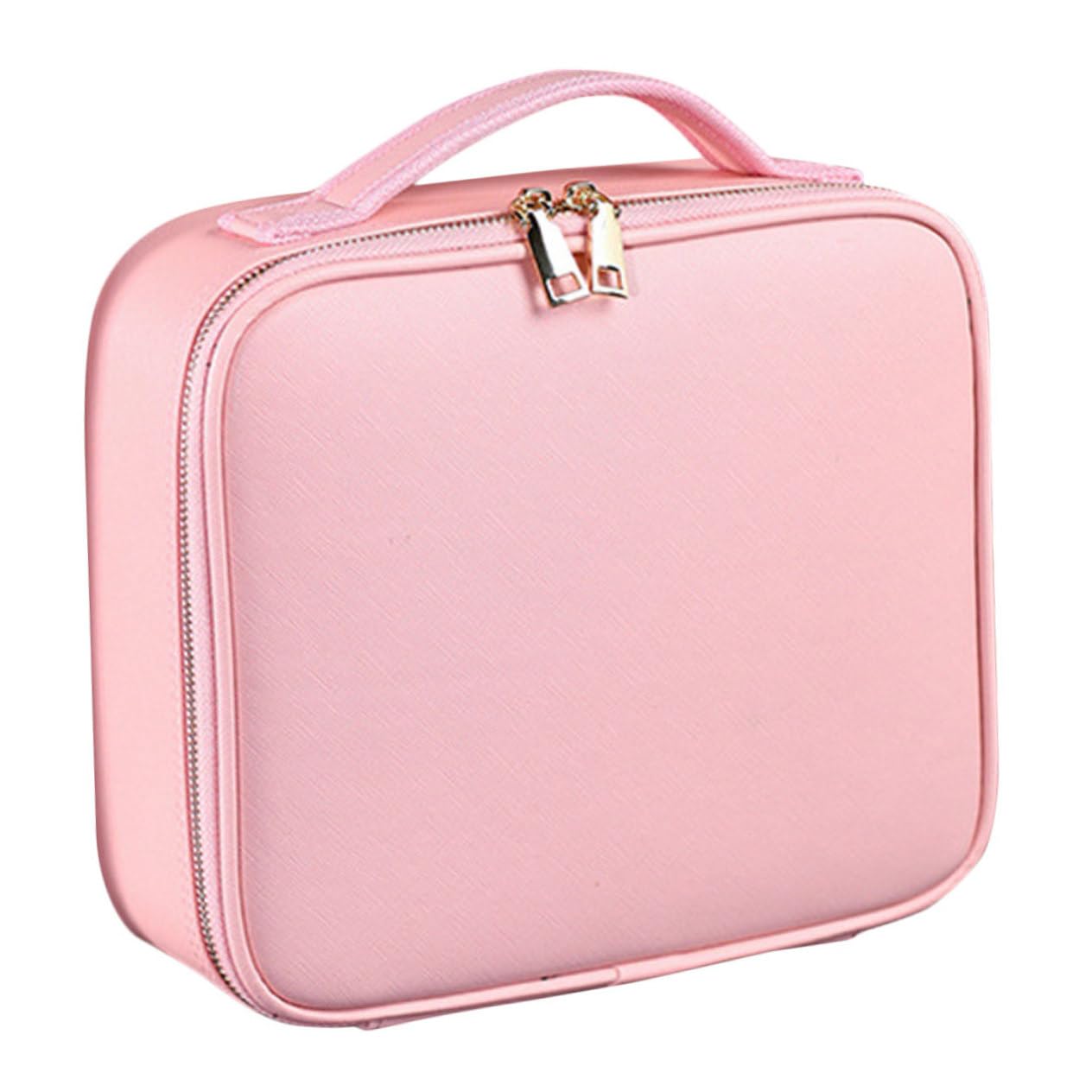 DOITOOL Große Kosmetiktasche aus Pu Leder mit Verstellbaren Trennwänden Reißverschluss und Viel Platz Organizer für Reisen und Arbeit