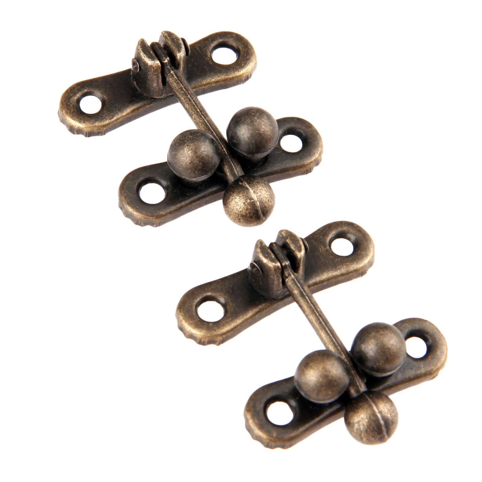 Fibbia cinese antica a scatola, fibbia con lucchetto antico.2 pezzi Bronzo antico Chiusure a scatto for scatola di gioielli Chiusura con fibbia for valigia Hardware vintage con vite 3133 mm