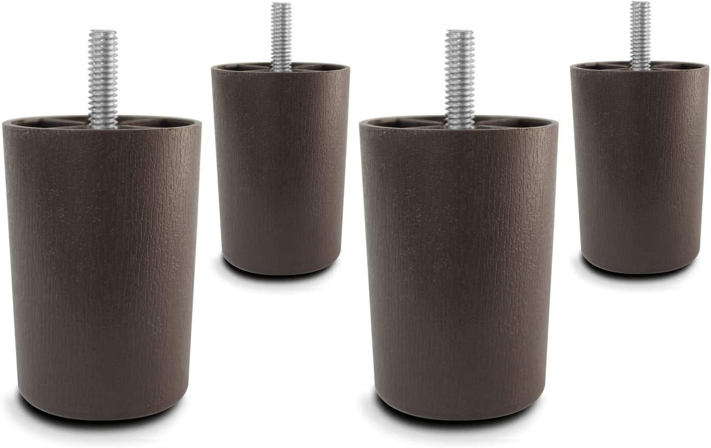 Leg Daddy 2 1/2" Brown Round HDPE Plastic Sofa Leg, Set of 4