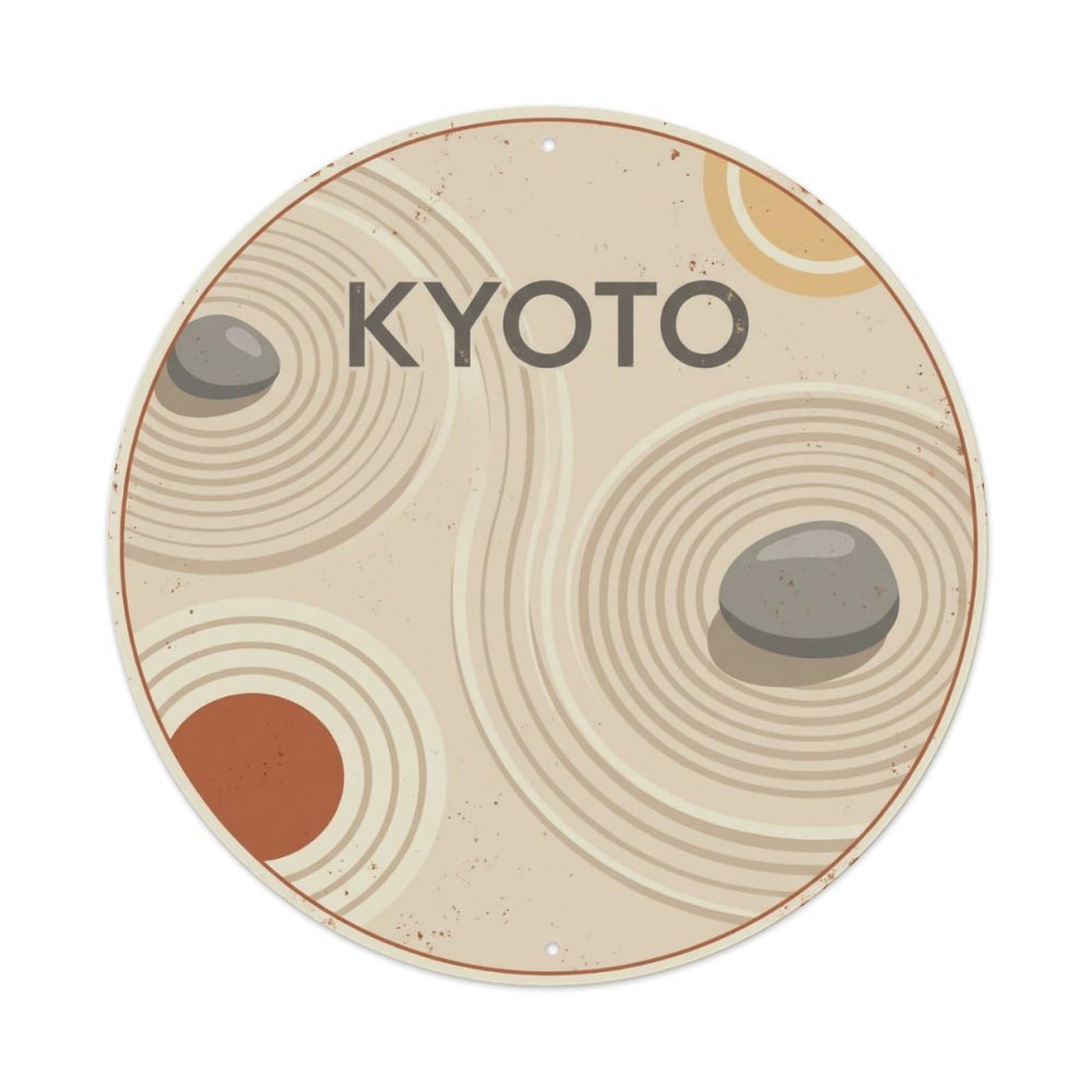 Vintage Travel Kyoto Japan Garden Vintage Metal Tin Sign Plaque Wall Decor for Cafe, Club Bar, Office, Garden Metal Poster 8x8Inch