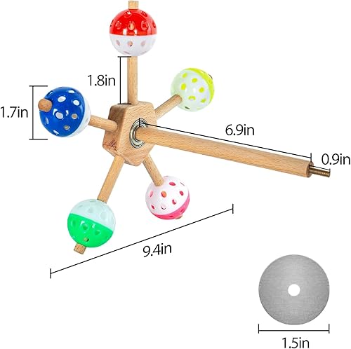 Miniatura 2 de OIIBO Juguete giratorio de perca con bolas de campana, rompecabezas de loros, juguetes de jaula de pájaros, juguetes para reducir el aburrimiento,