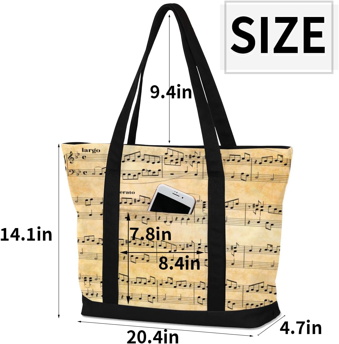 Tote Bag Tote Bag for Women Reusable Grocery with Zipper Large Capacity for Activity