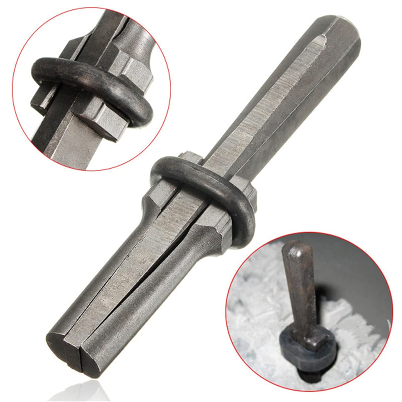 Set di 6 spaccalegna in acciaio ad alta durezza, con cuneo e spessori a piuma, per calcestruzzo, marmo, granito e roccia, include punta per trapano a percussione rotante, dimensioni 14 mm
