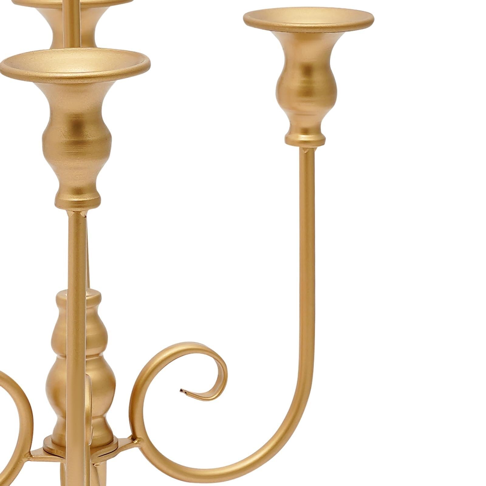 Paquete De 6 Candelabros De Metal Dorado con 5 Brazos Cónicos For Bodas Navidad Cumpleaños Y Decoración del Hogar (31,8 X 50 Cm)(Silver)