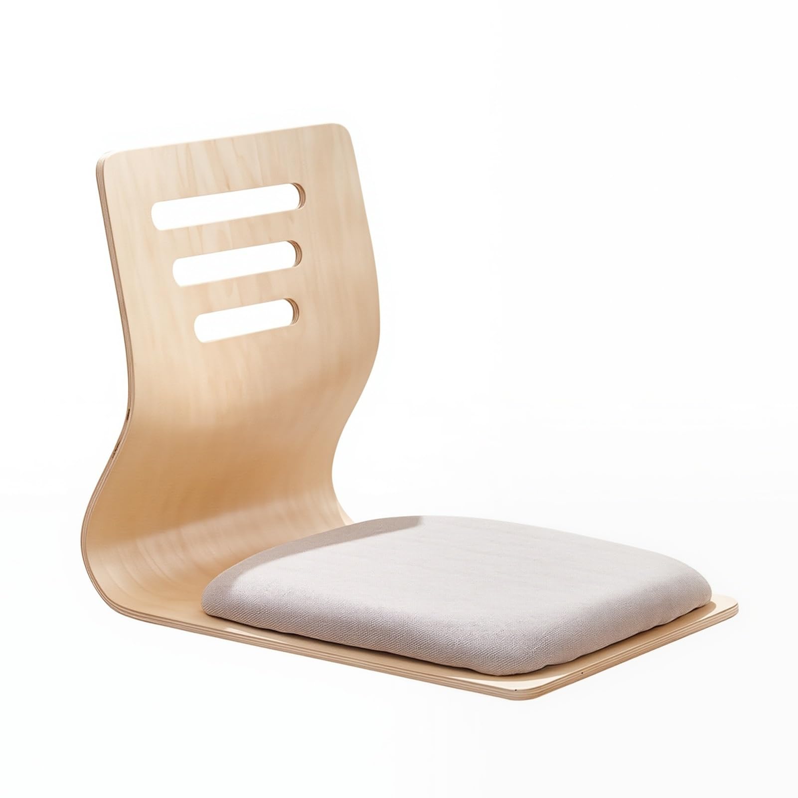 Zaisu Japanischer Bodenstuhl mit Lendenwirbelstütze, Ergonomischer Tatami Sitz aus Holz ohne Beine, Tragbarer Stuhl für Meditation, Lesen, Gaming