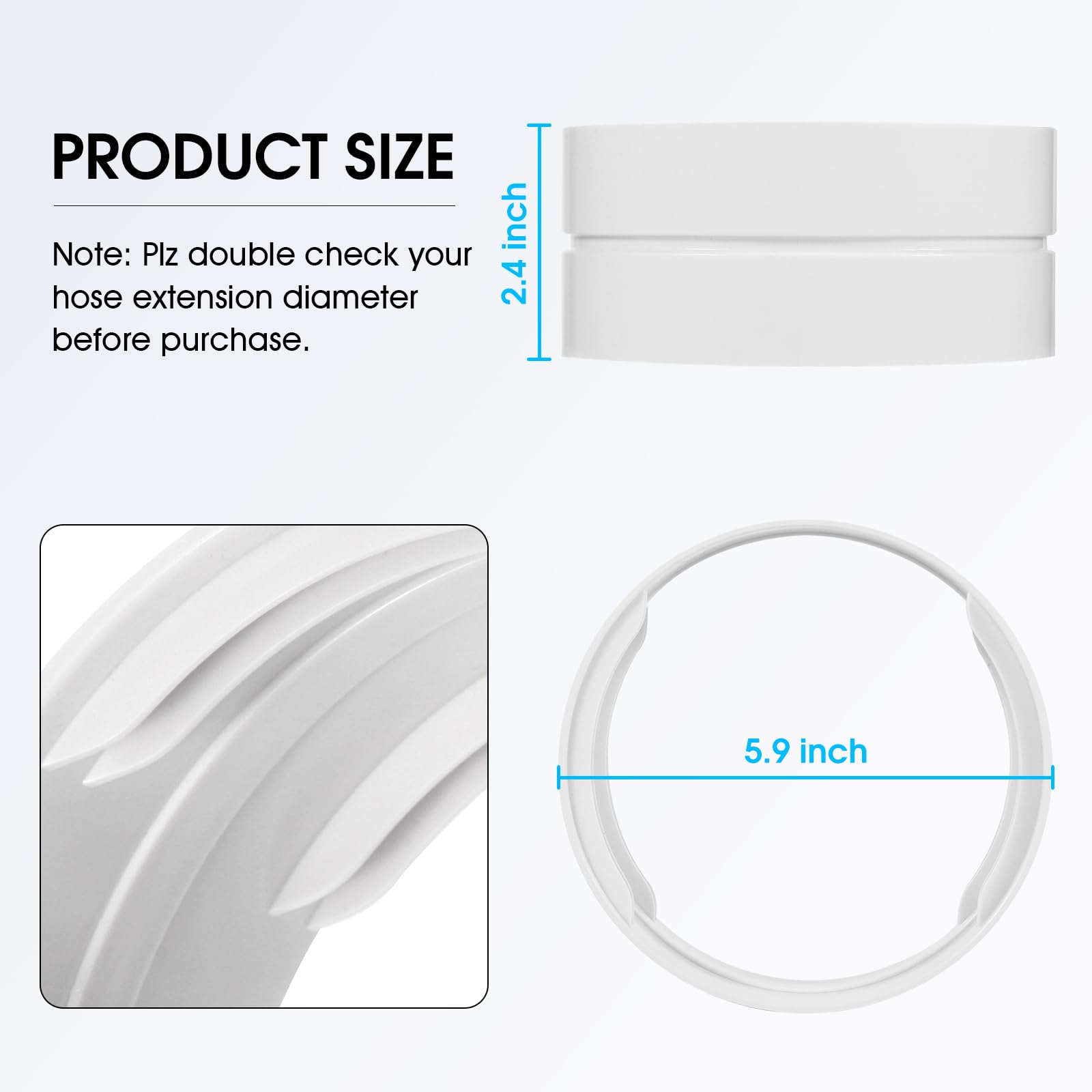 Acoplador de manguera de escape de CA portátil de 5.9 pulgadas, universal para roscas en sentido horario y contrario a las agujas del reloj, compatible con mangueras de escape de 5.9 pulgadas 2