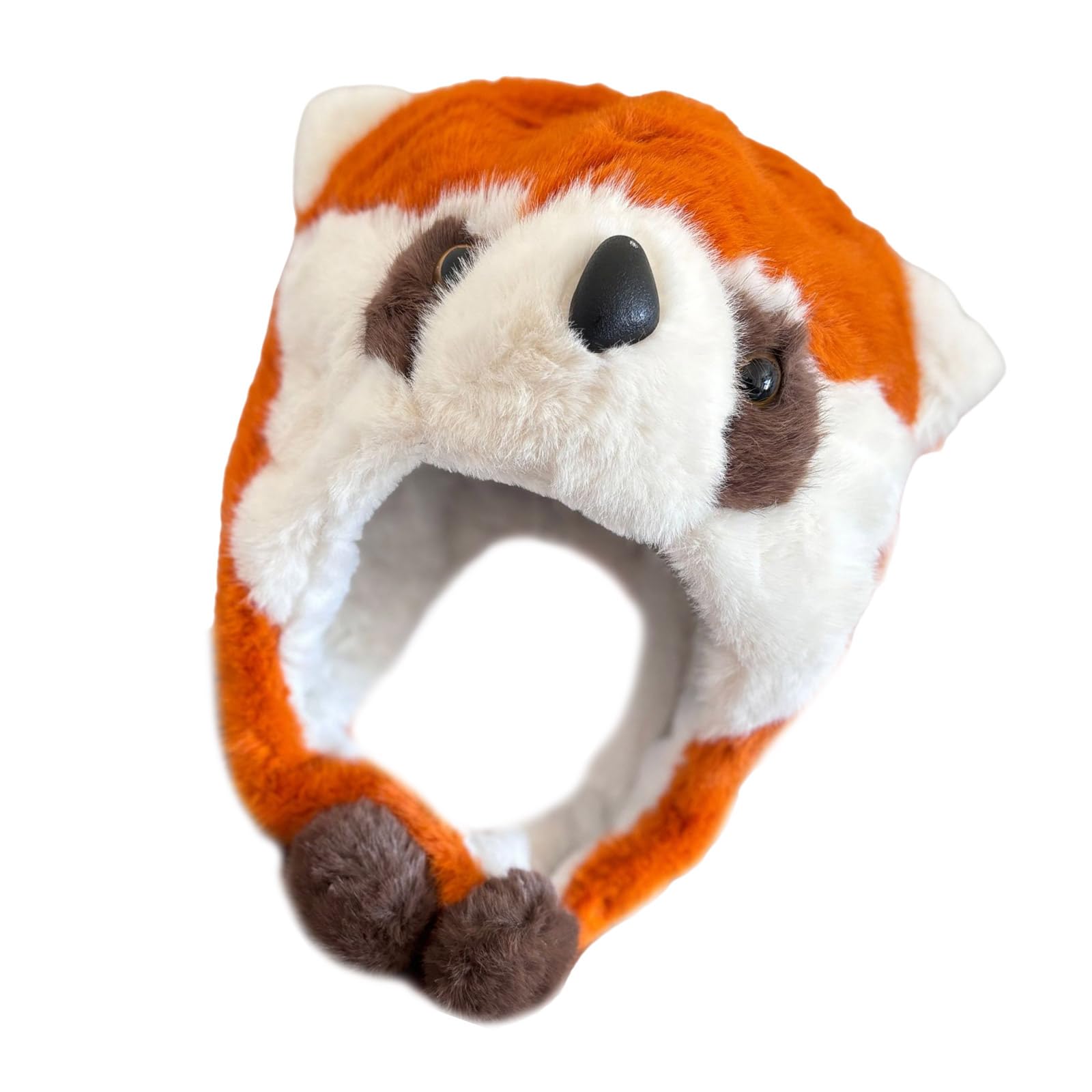 GRABAGECAN Lovely Lesser Panda Hat with Warm Earflap Female Kids Winter Activity Ski Hat Pullover Hat Ear Protective Trapper Hat Orange