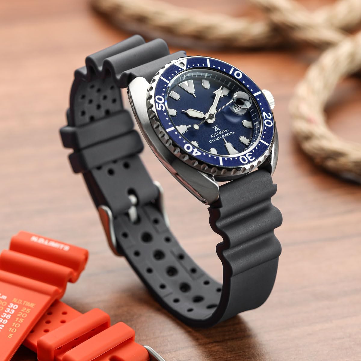 WatchGecko Abyss, cinturino per orologio ProDive in gomma PU, fibbia in acciaio inossidabile 316L, impermeabile, multicolore, 20 mm, 22 mm