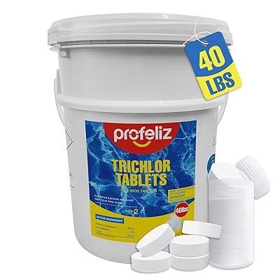 PROFELIZ Chlorine Tablets 3 Inch for Swimming Pools, Kills Bacteria and Stops Algae, Slow Dissolving,Exclusive Protective Packaging,Pool Chlorine Tablets,20lbs