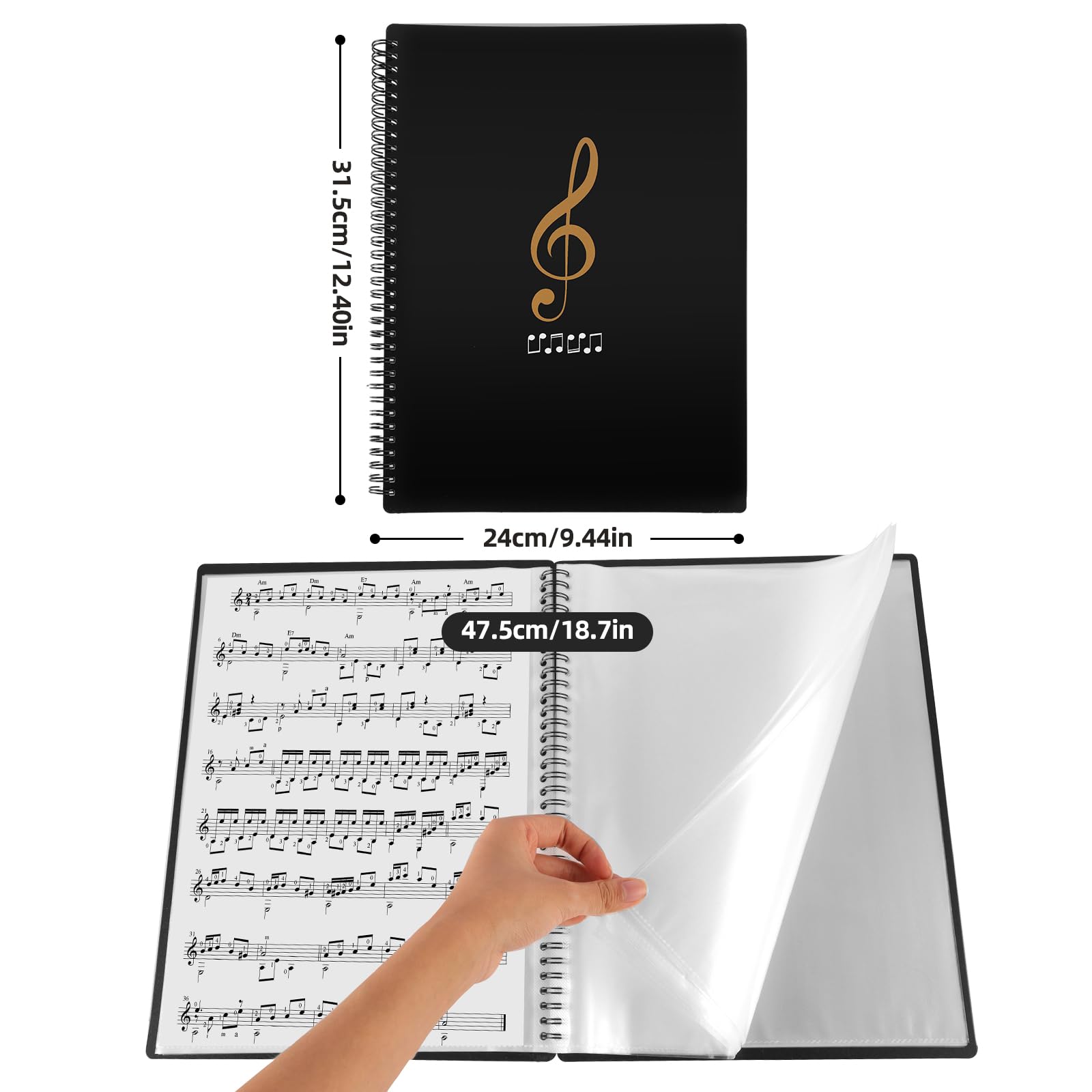 A4 Cartella Per File Musicali, Cartella Per Spartiti Formato A4, Cartelle Di Pianoforte, 50 Scomparti/100 Pagine, Cartella Portadocumenti In Plastica, Per Musicisti E Musicisti