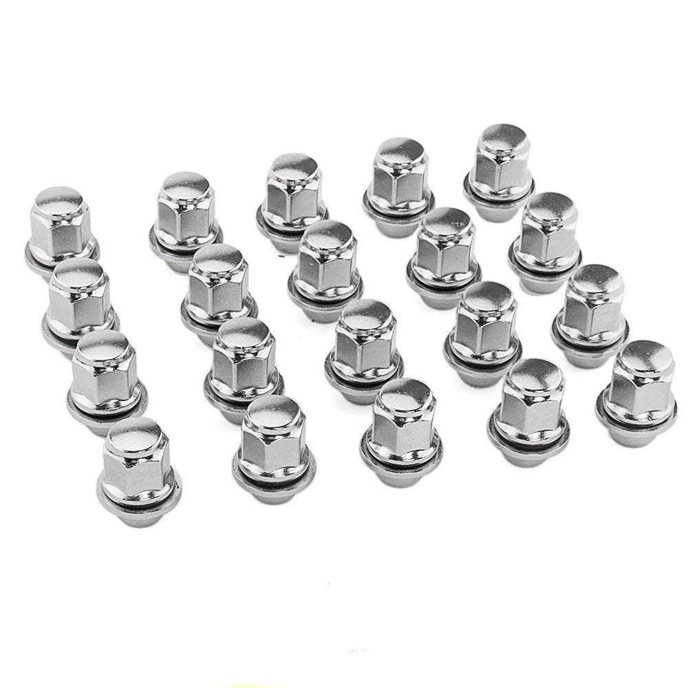 20PCS Wheel Lug Nuts 12x1.5 Silver Chrome, M12x1.5 Closed End Bulge Acorn Spline Lug Nuts 1.4" Tall Cone Seat Compatible with Lexus ES330 RX330 IS250 Toyota Camry Corolla