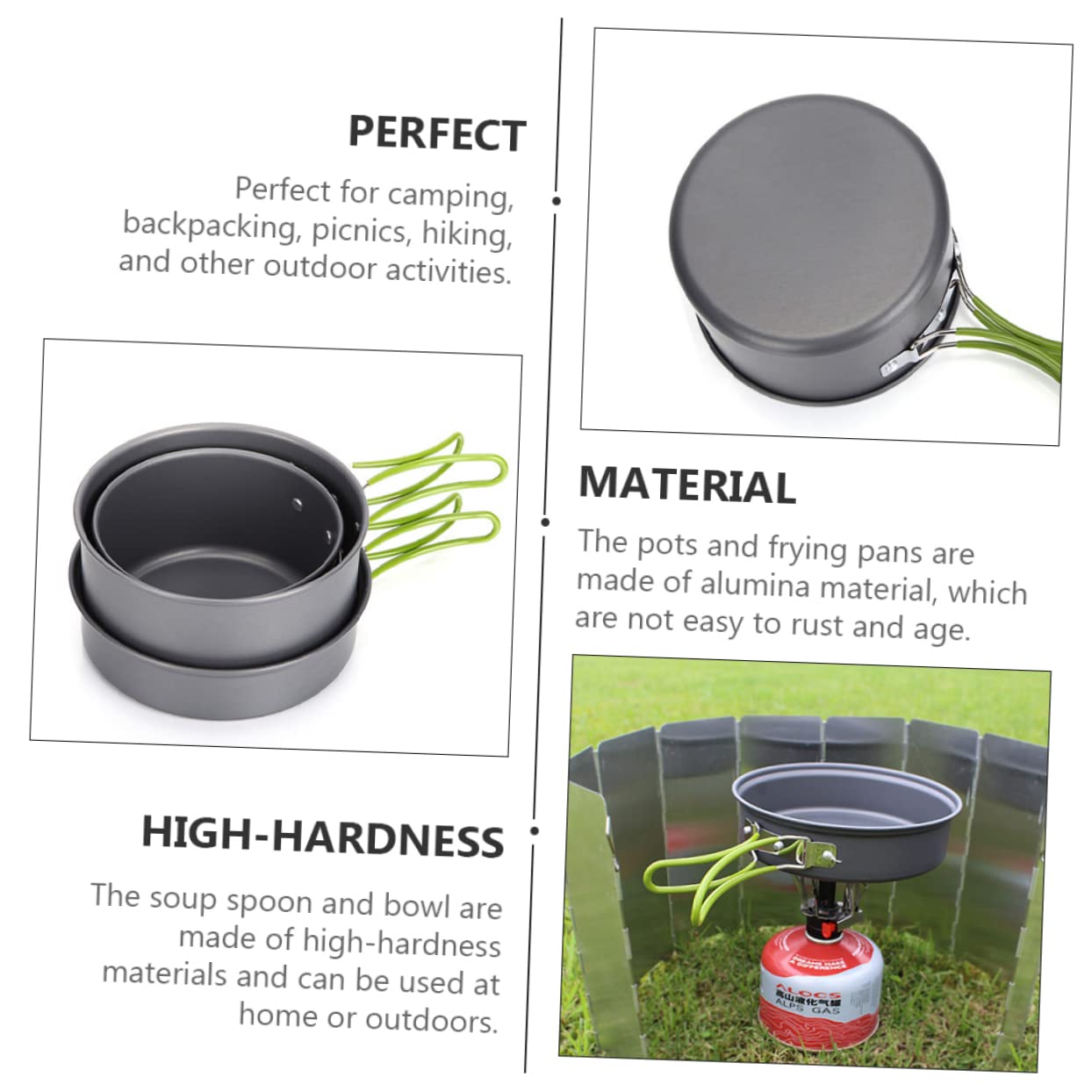 Toddmomy Pot Pan Camping Utensils Set Lightweight Portable Outdoor Cooking Kit for 2-3 People