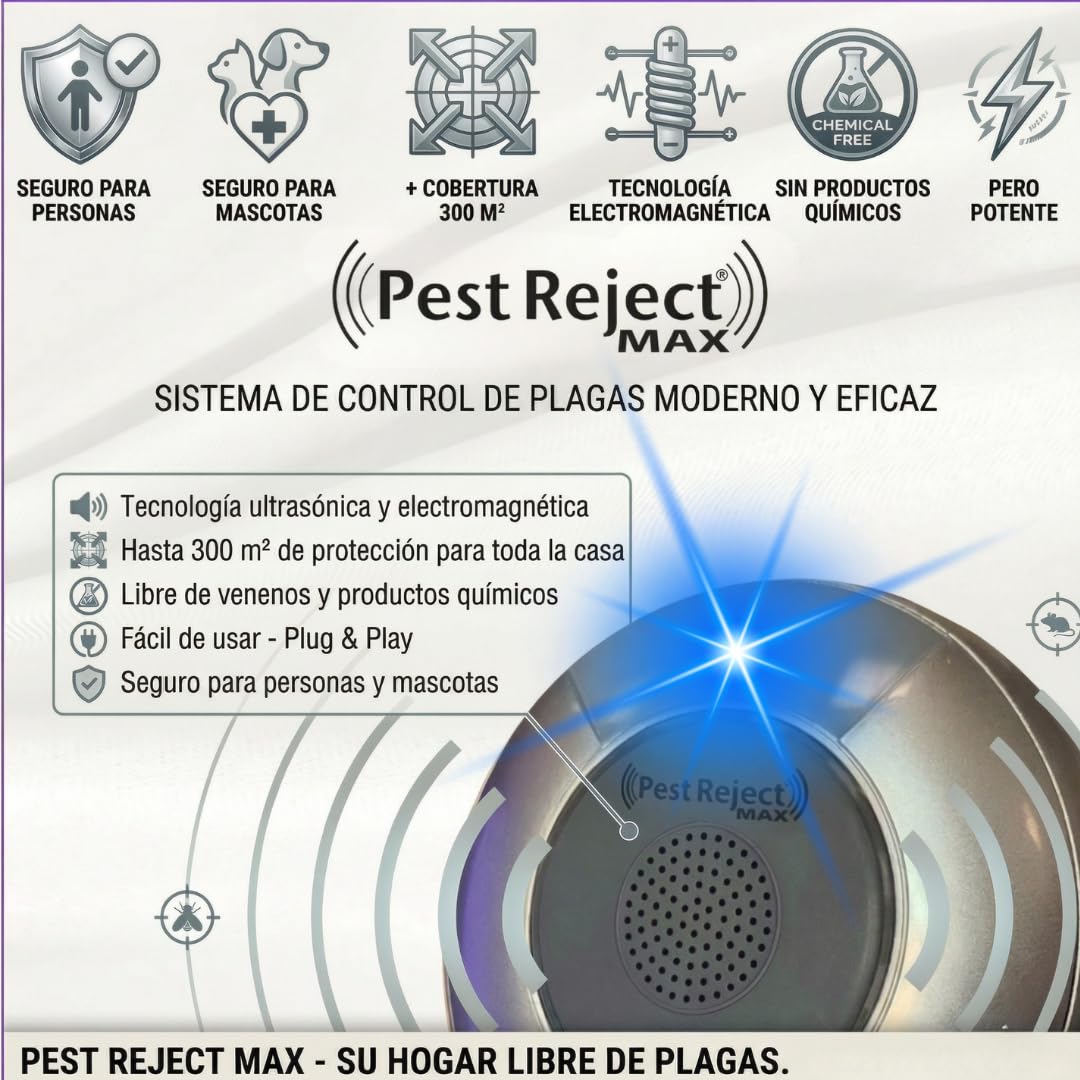 MAX, repellente efficace per parassiti, insetti e roditori, più potente e più efficace, tecnologia elettromagnetica + ultrasuoni, frequenza variabile (3)
