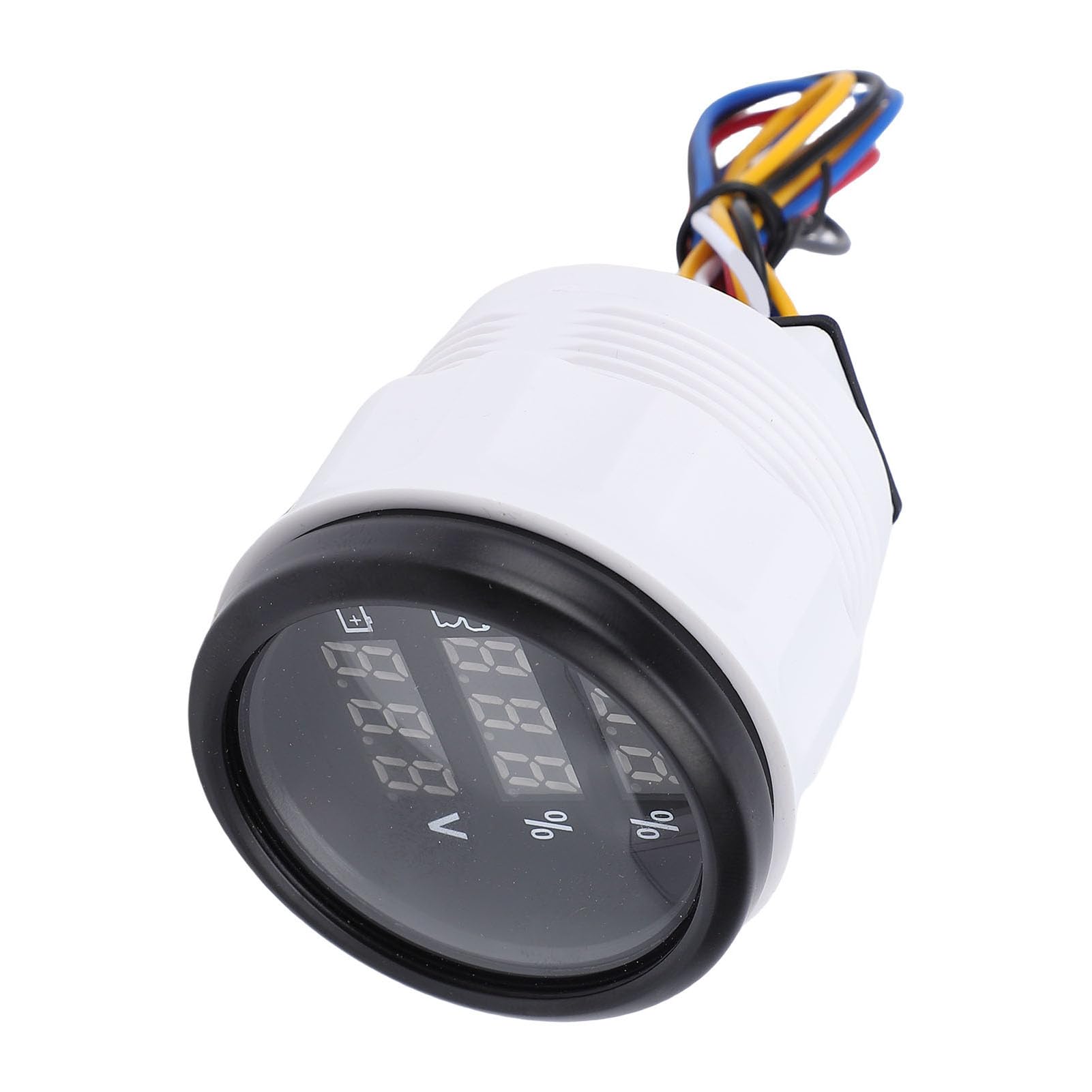 Jauge D'Affichage Numérique de 52 Mm, Compteur Multifonction 3 en 1 pour la Surveillance de la Tension des Eaux Usées du Niveau D'eau, avec Affichage LED Bleu Vif, (Cadran noir Couvercle noir)
