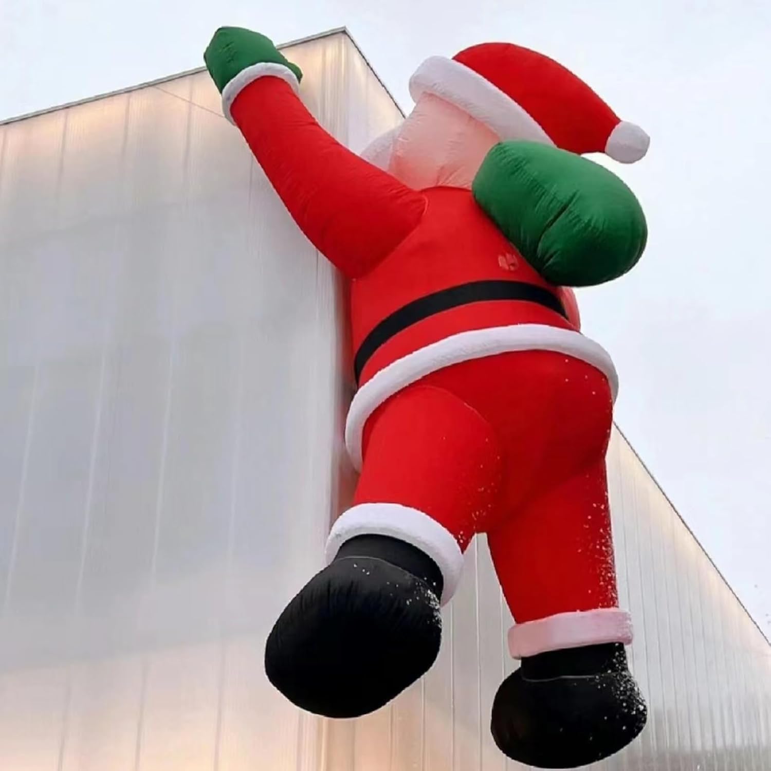 16.4 FT Giant Inflatable Santa Claus Carries The Package Christmas Hanging Blow up Indoor Outdoor Yard Decoration, Lighted up Christmas Inflatable Decoration with Built-in LEDs and Powerful Blower