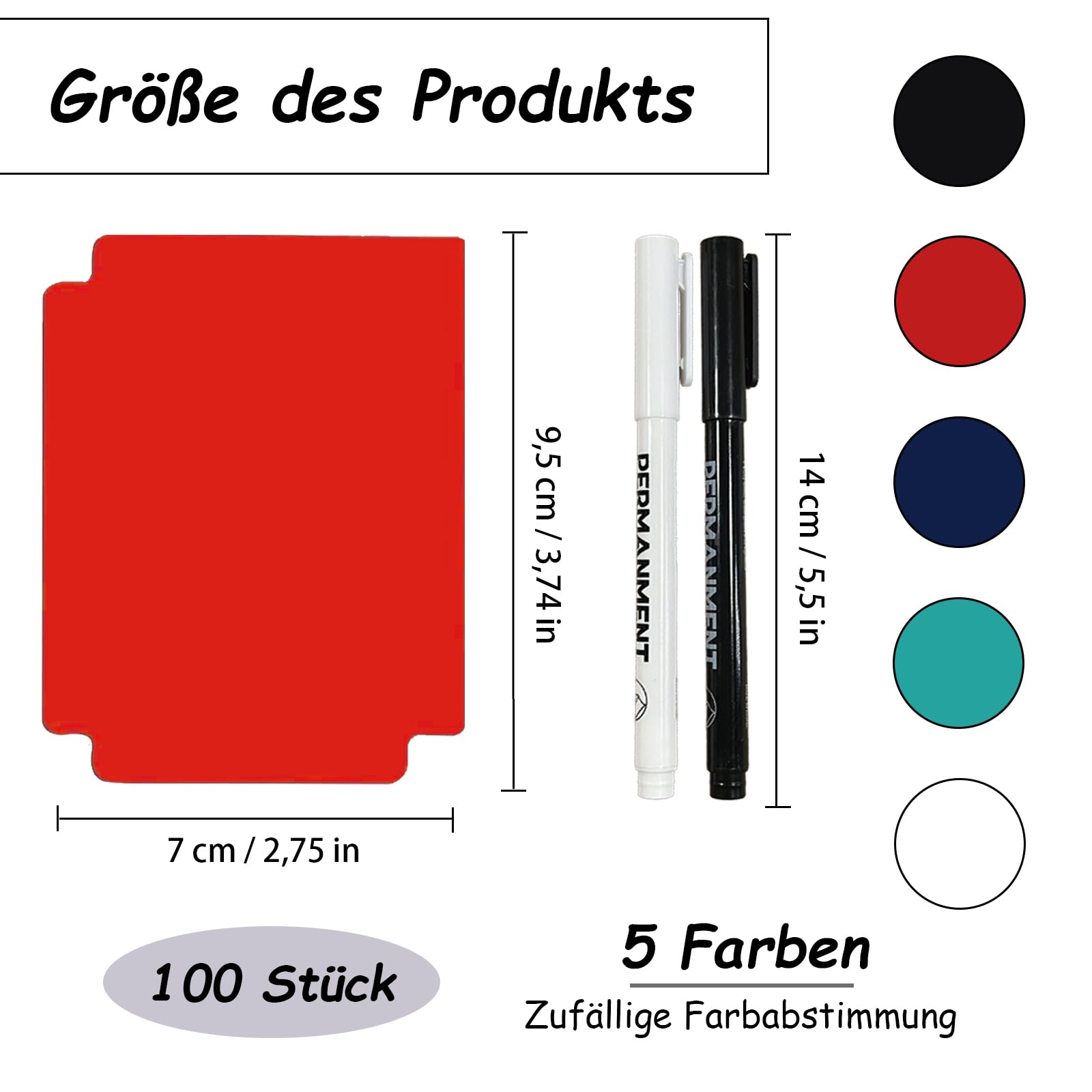 Divisori per Carte Multicolori 70x95 mm Plastica 100 Pezzi con Pennarelli