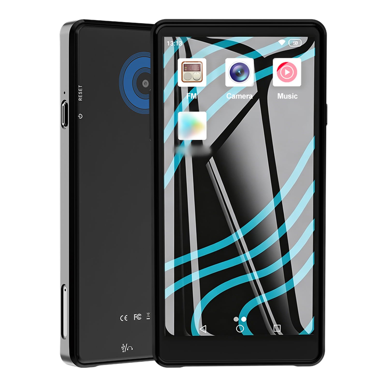 Reproductor MP3 con Pantalla Táctil de 4,99 Pulgadas Bluetooth 5.0 con Vídeo 1080P Cámara de 16 MP ROM de 64 GB, Reproductor de Música Portátil para Lectura de Libros Electrónicos de y Vídeo,