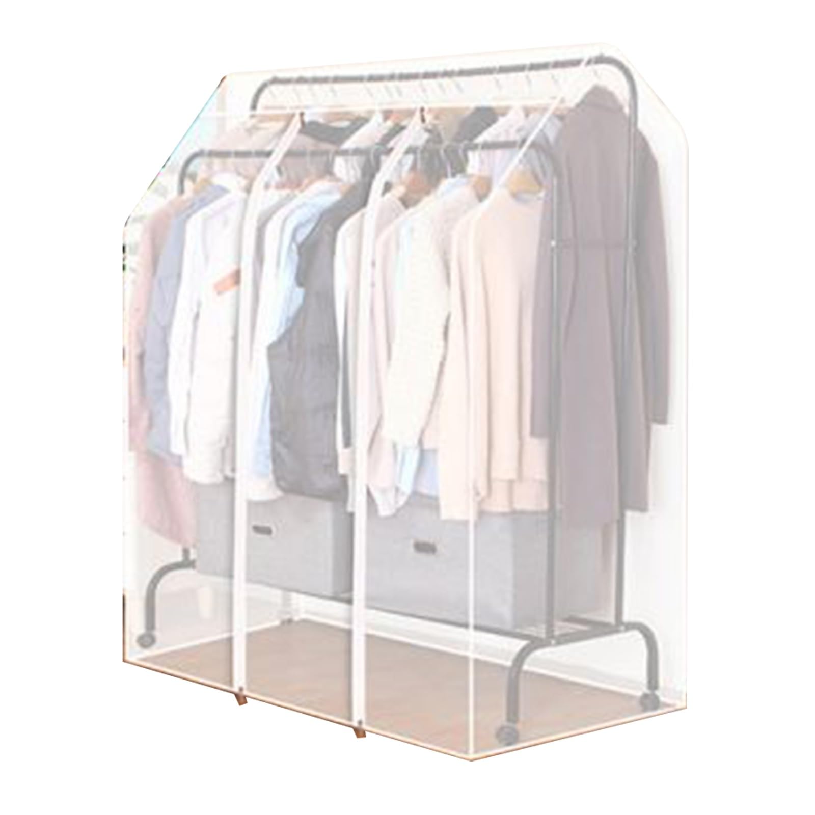JLLEIZYZ Garment Rack Covers, Cover for Clothes Racks with Metal Zipper, Suitable for High and Low Double Pole Clothes Drying Rack Only(White,120x75x150cm'x30x59in)