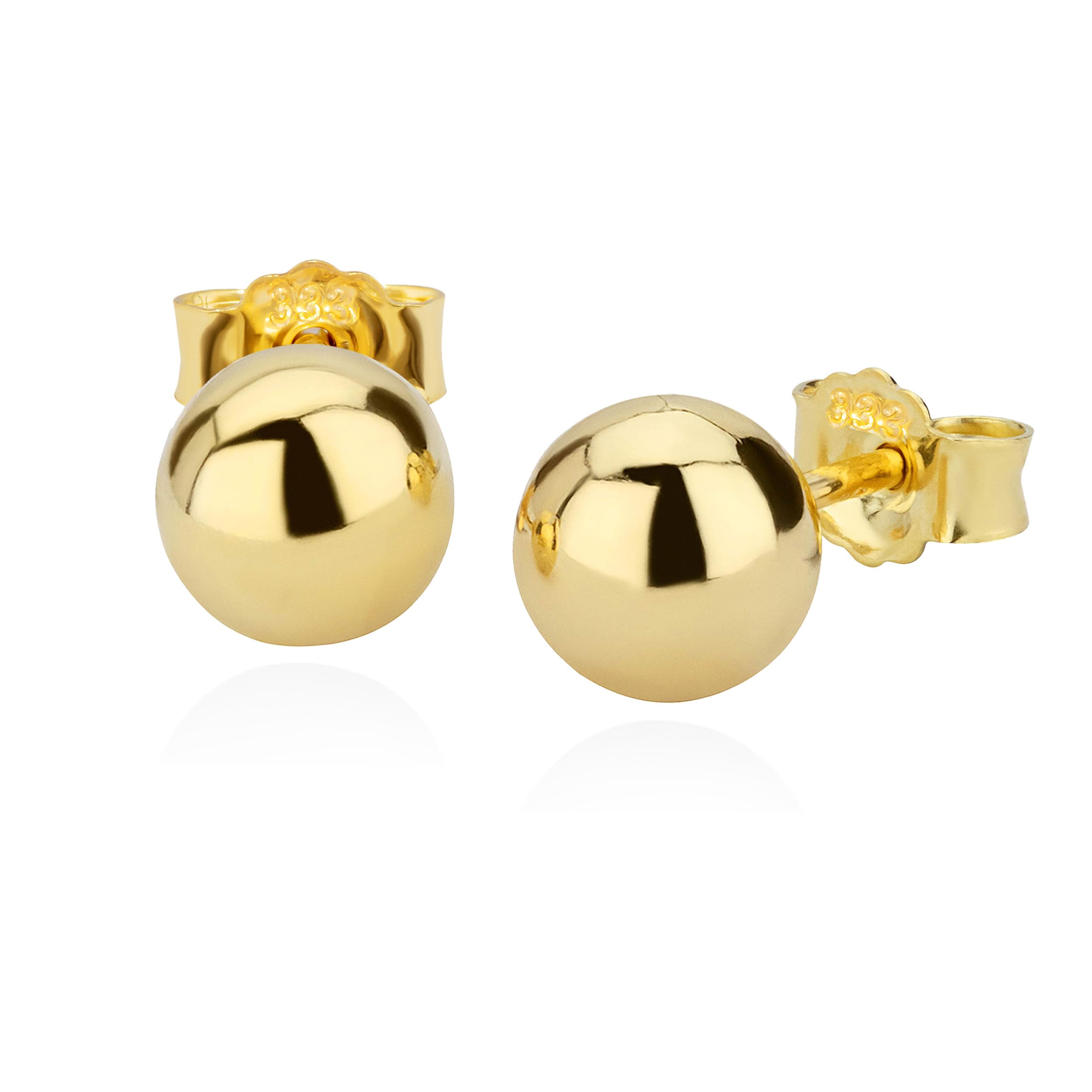 NKlaus coppia di orecchini a pallina da 7 mm in oro giallo 8 carati 333 da donna 2619