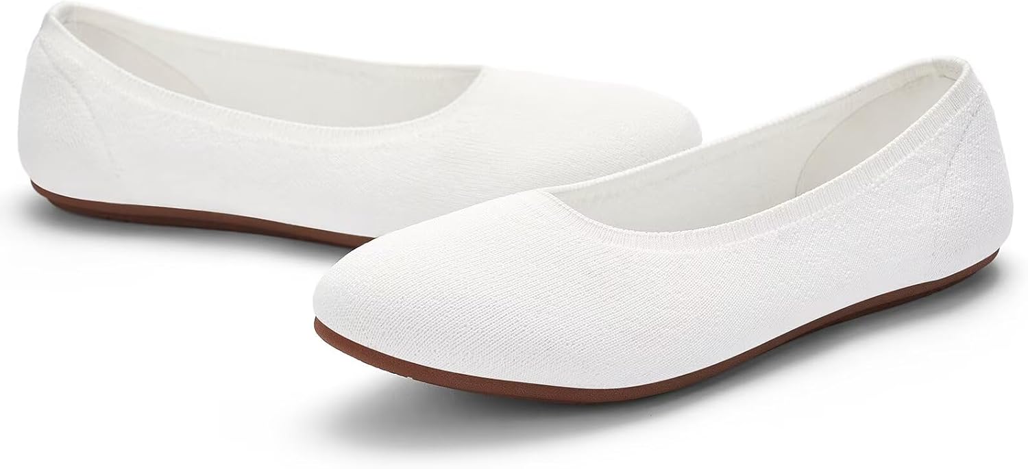 Puxowe Women’s Ballet Flat Shoes Round Toe Knit Slip On Ballerina Walking Flats Dress Shoes for Women - Image 7