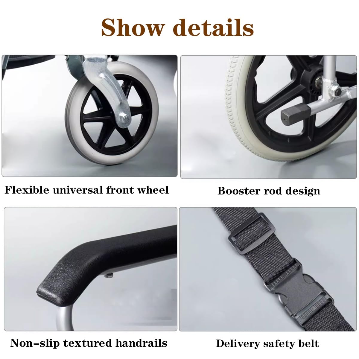 Silla de Ruedas Manual Multifuncional, sillas de Ruedas for Adultos con antivuelco, no Requiere ensamblaje Sillas de Ruedas for Adultos, reposapiés abatibles, reposabrazos Ajustables