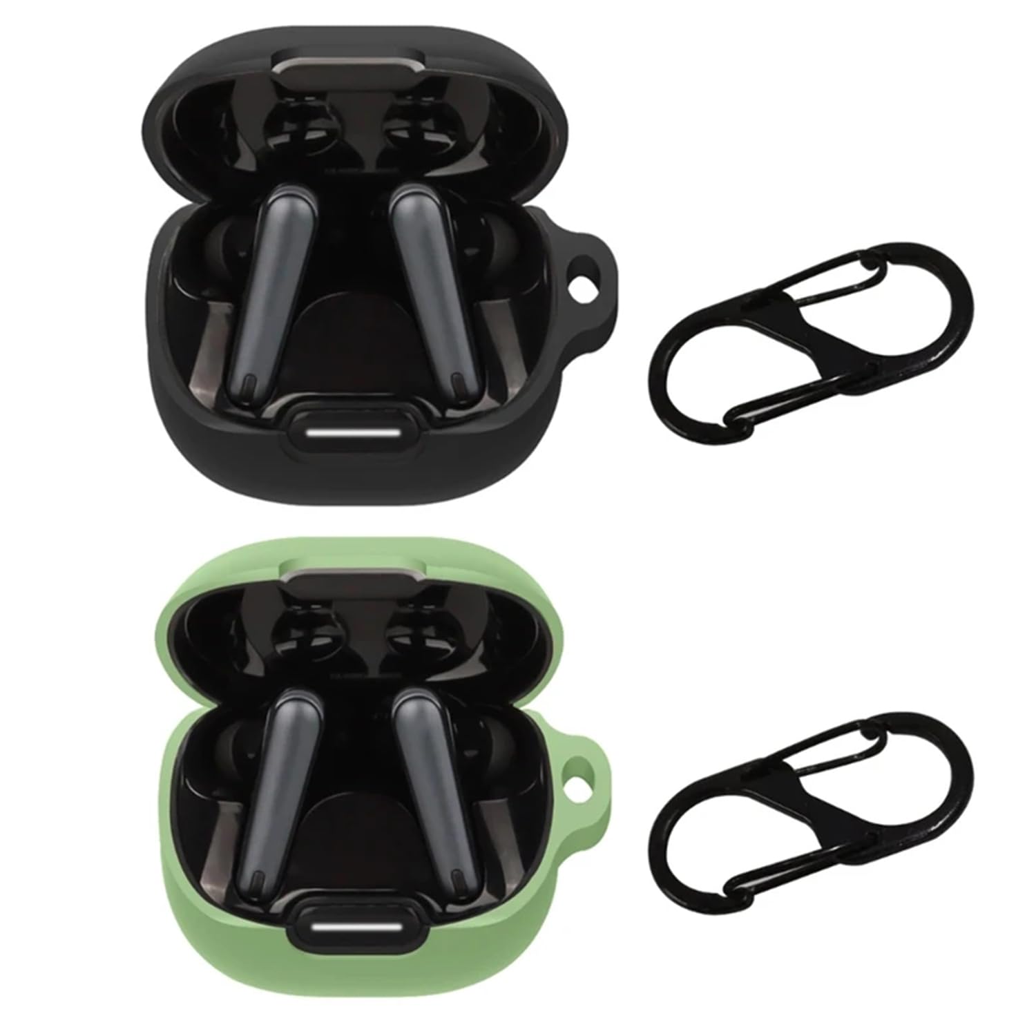 Lukione [2Pcs] Protective Case Compatible with Anker Soundcore Liberty 4 NC Cover Silicone Shockproof Earphone Case Soft Thin Anti Slip Earbud 360 Degree Full Safety (Black + Light Green)