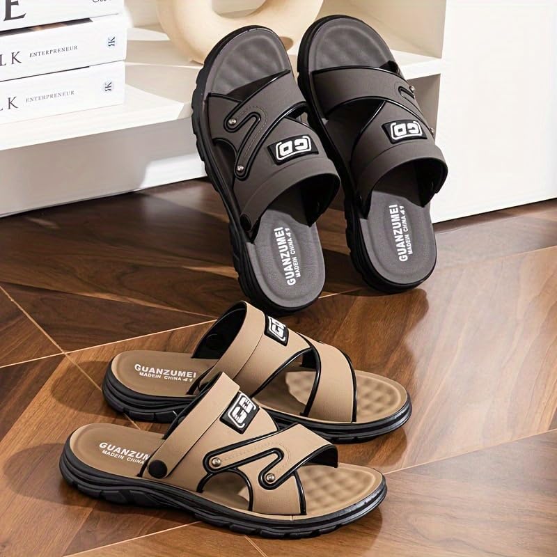 Men's slippers, men's letter design casual sandals slippers, summer outdoor non slip beach shoes4