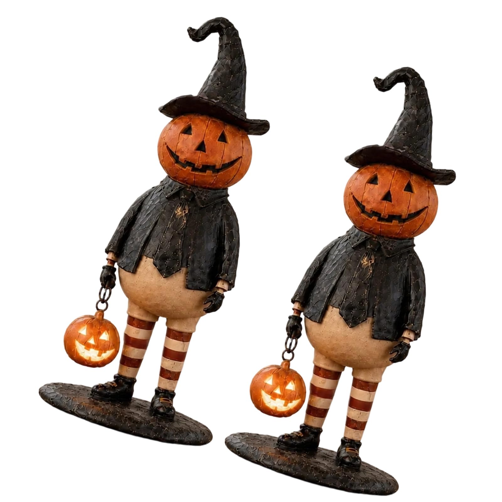 Lighted Halloween Pumpkin Figurine Decor Lighted Ornament, Freestanding ABS Accent for Tabletop, Entryway, Mantel, Counter, Party Styling Pumpkin Figurine Fall Table Decoration Statue Autumn Entry