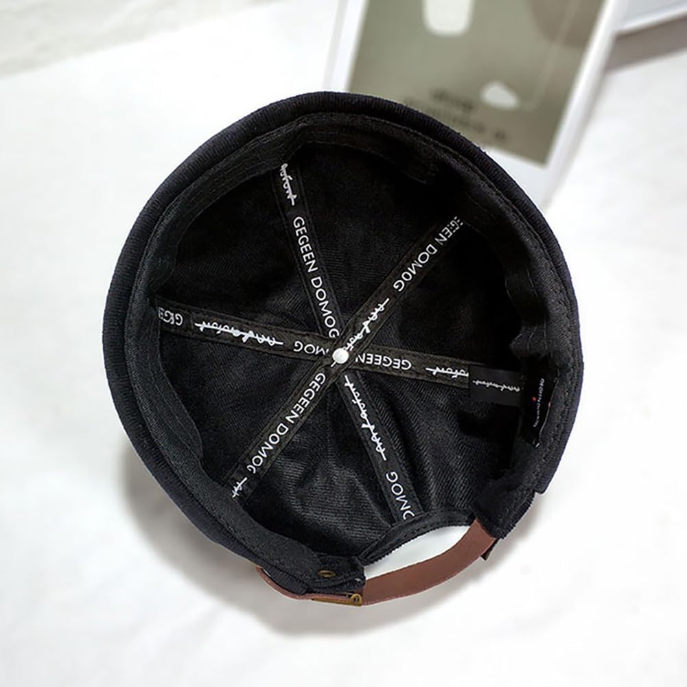 XYIYI Men Corduroy Brimless Hats Docker Cap Sailor Cap Worker Hat Rolled Cuff Retro Beanie Hat - Image 4
