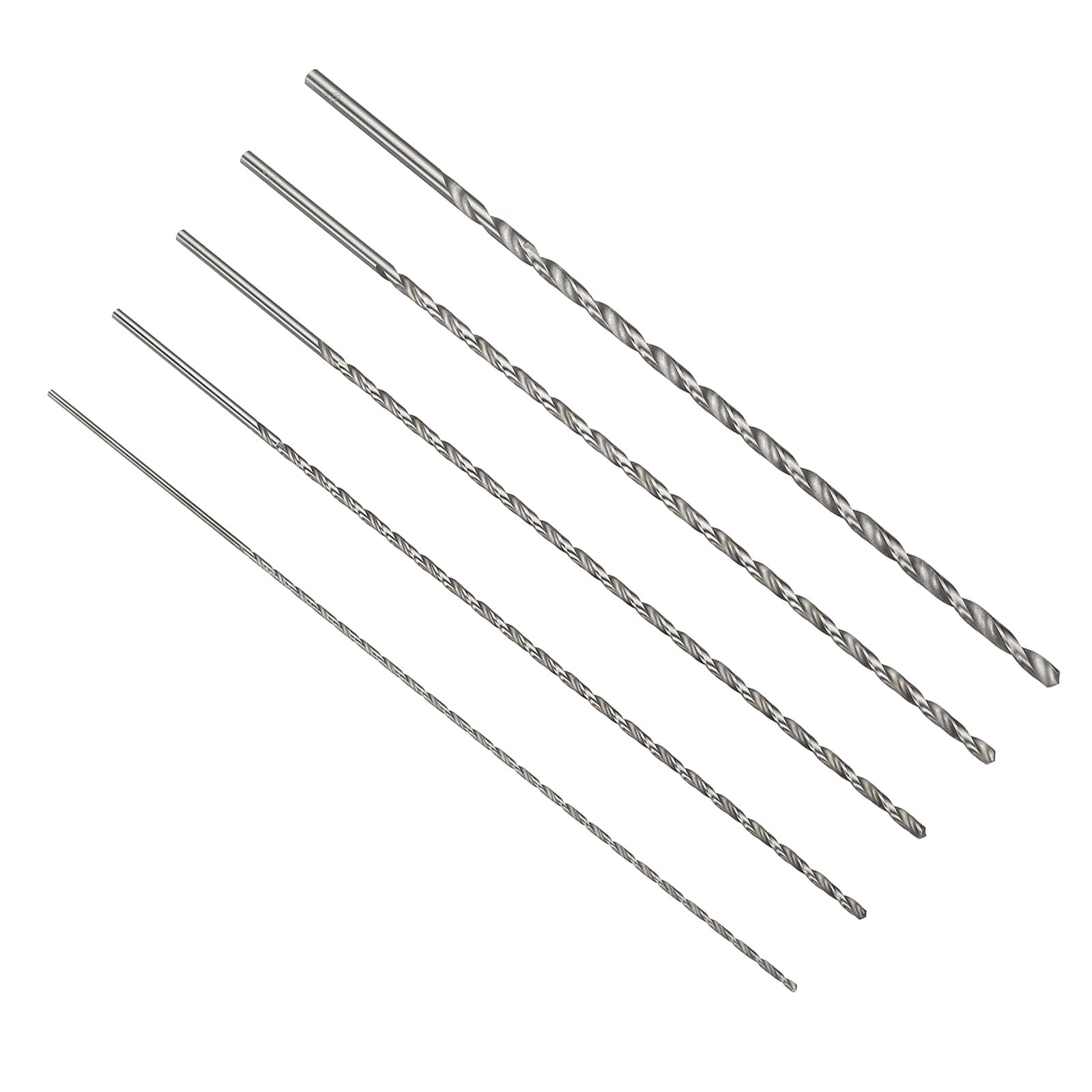 PATIKIL 2mm-5mm Drill Bit Set, 250mm Extra Long Straight Shank Bits M2 High-Speed Steel 135° Uncoated for Stainless Steel Hard Metal - 5 Pack
