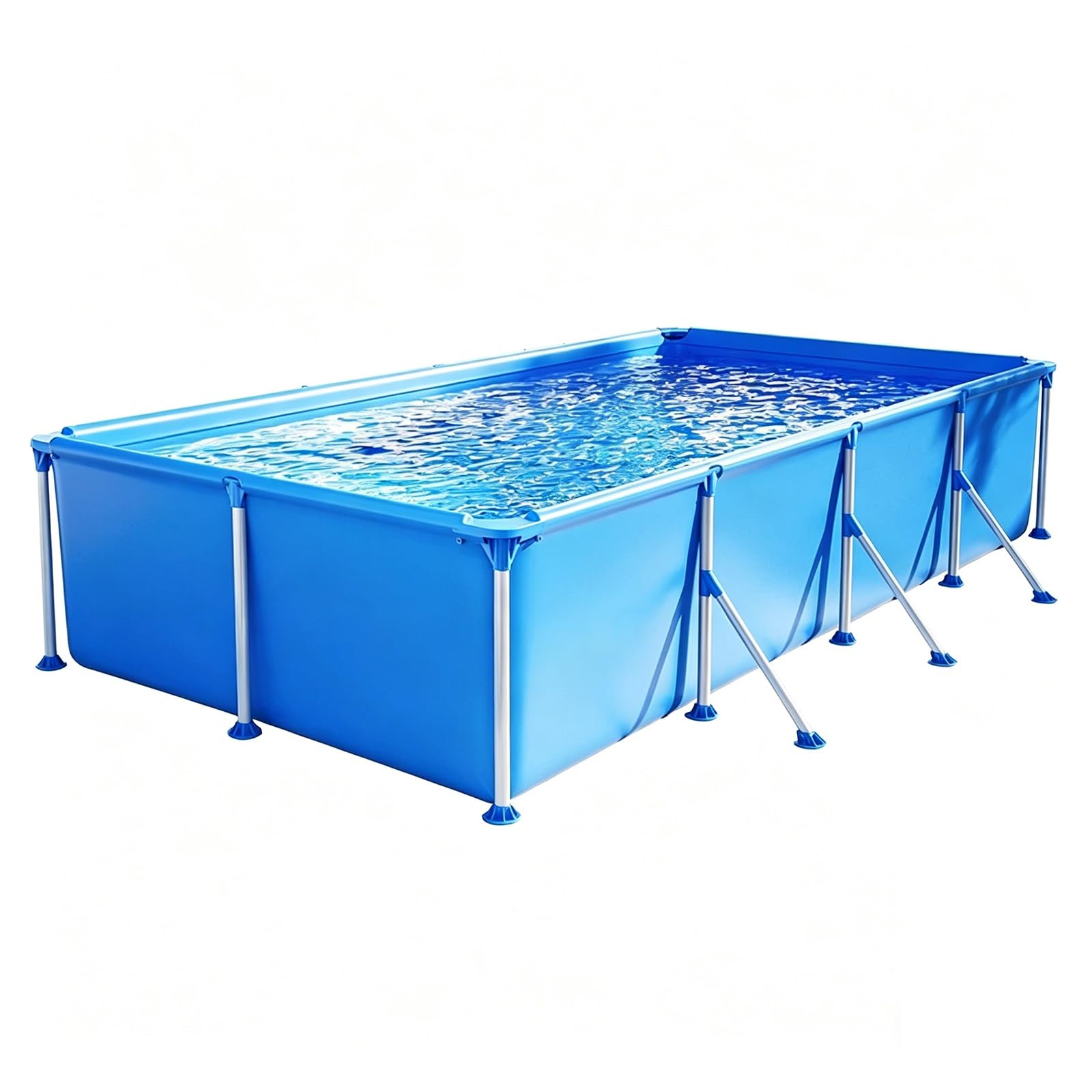 Piscina Rettangolare Con Struttura In Metallo 188-394 Cm Piscina Con Struttura Rettangolare Fuori Terra Con Per Famiglie Pieghevole Da Esterno(300 * 207 * 66cm)